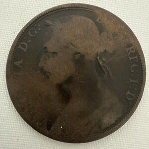 1891 VICTORIA D:G: BRITT REG: F:D: One‎ Penny Coin